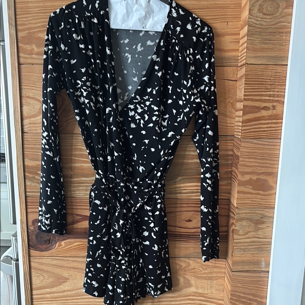 Veronica M Black and White Patterned Romper